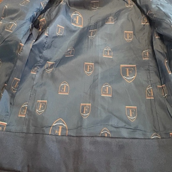 “F Collections" Jacket Size Small Blue Suede Zippered Front Long Sleeve Hooded - Picture 2 of 8
